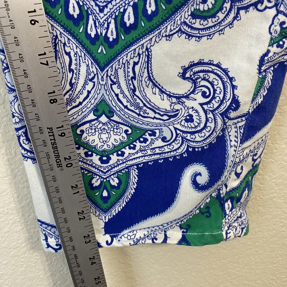 Chico's Platinum Crop Pants Size 3 XL 16 Green White Paisley FLAWED - Picture 7 of 10